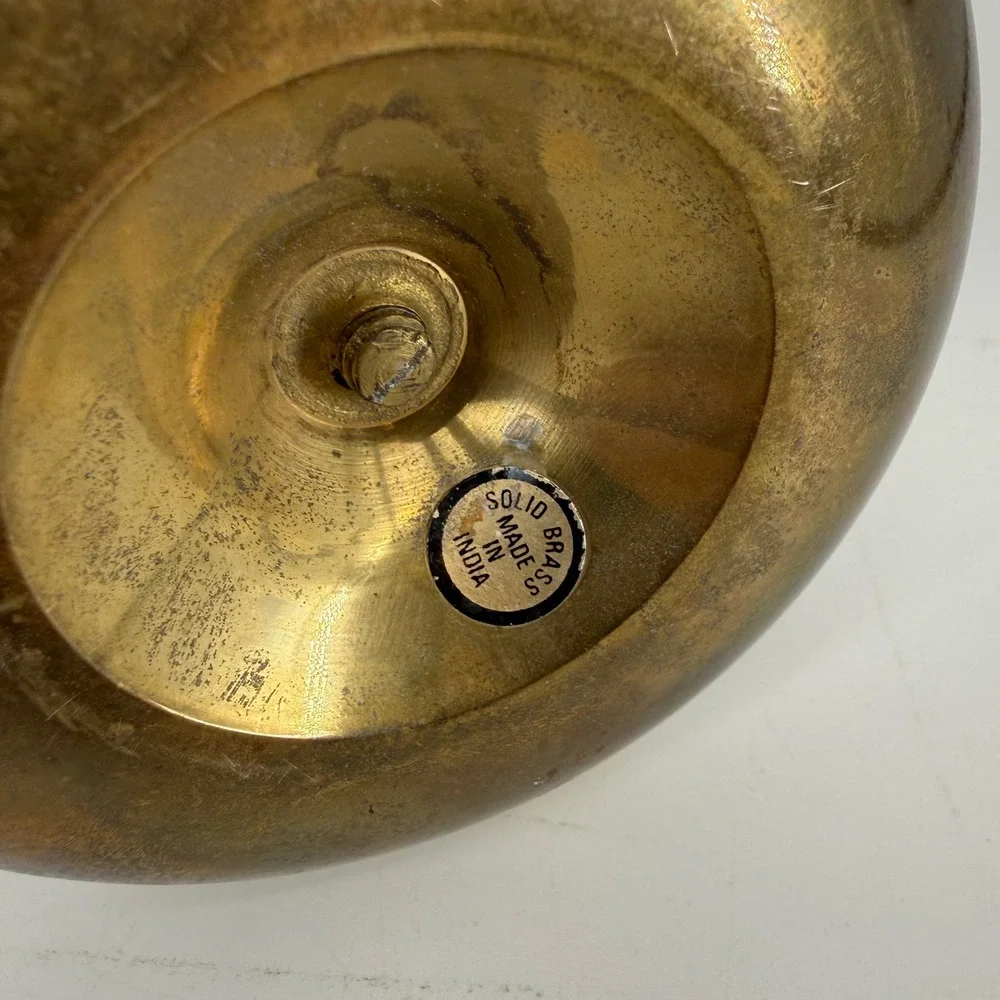 Vintage Solid Brass Chamberstick Candle Holder with Glass Hurricane Shade India